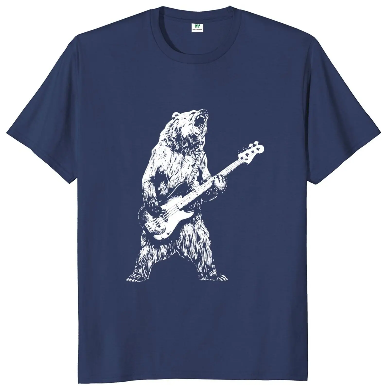 Retro Bear Playing Bass Guitar T Shirt Cats Guitar Guitarist Music Lovers Tops 100% Cotton O-neck Unisex Casual T-shirts EU Size