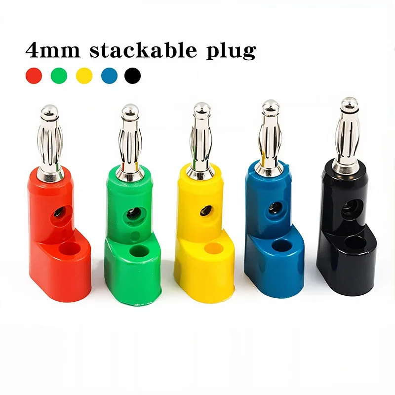 4mm Stackable Banana Jack Plug, Lantern Style Solderless Screw Terminal, Nickel Plated Pure Copper for DIY Audio, Binding Post