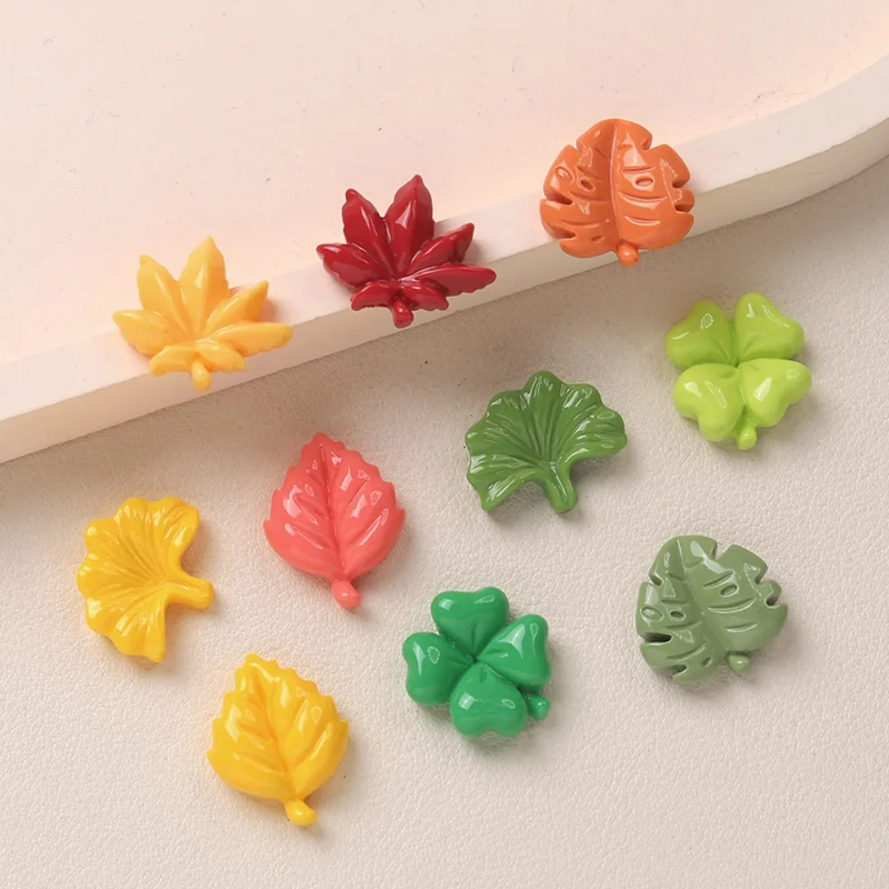 10pcs Kawaii Resin Flatback Mini Leaves Charms Cabochons Embellishments for DIY Ornament Crafts Scrapbook Home Decorations