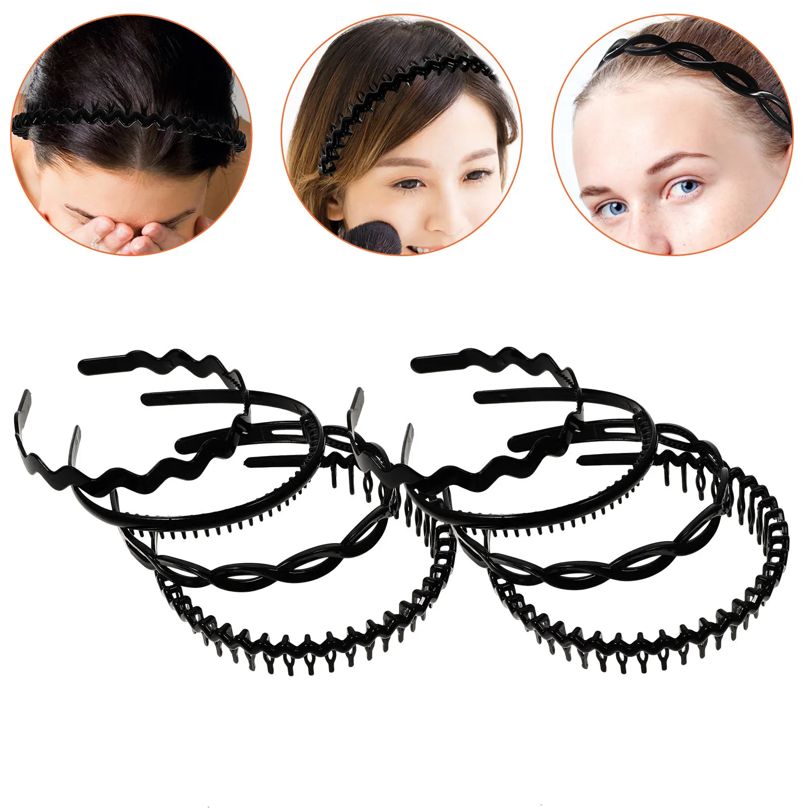 

8Pcs Hair Headbands for Women Non-Slip Teeth Design Hair Comb Hairbands Makeup Workout Face Wash for Various Hairstyles