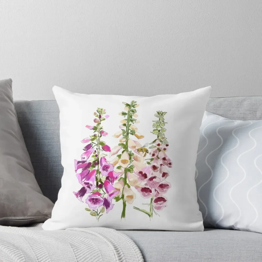 

Foxgloves & Bee Throw Pillow Pillow Case Luxury Pillow Cover Cushions For Children Christmas Cushion For Home