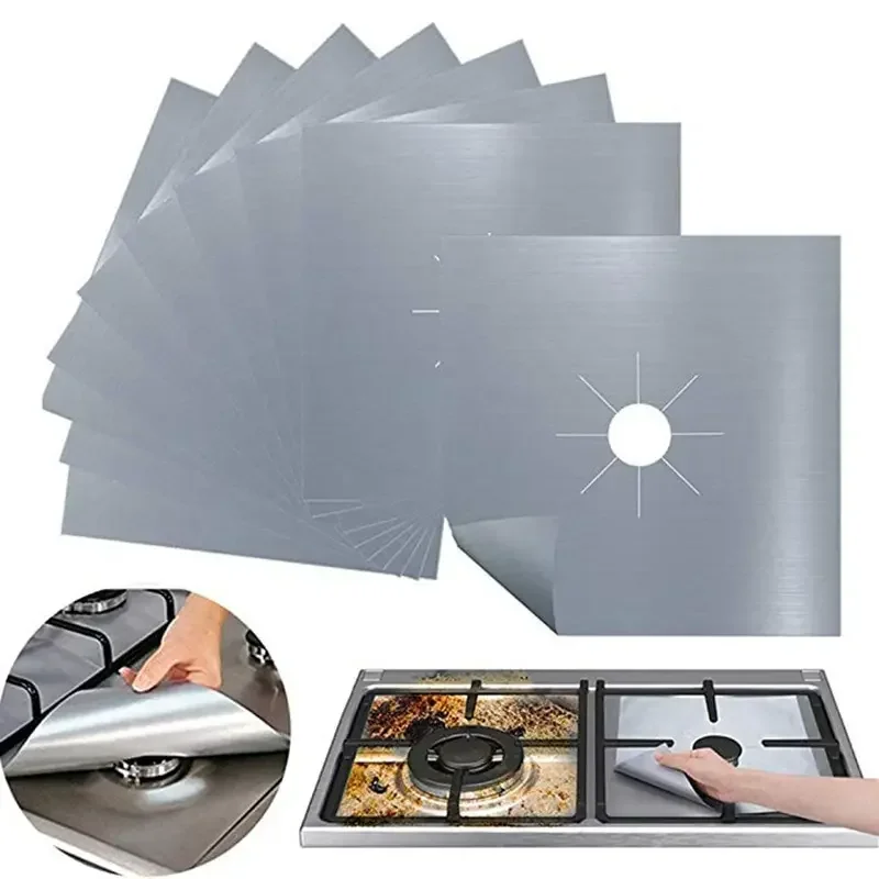4/8PCS Stove Oil-proof Mat Gas Stove Mat Oil-proof Mat Reuse High Temperature Resistant WashableTo Wash Cuttable Stove Protecti