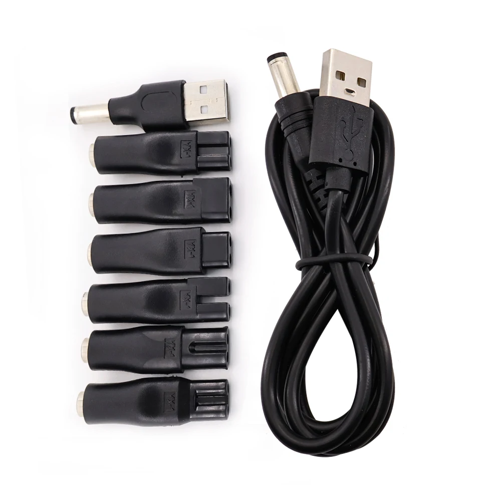 Universal Shaver Hair Clippers Charging Cable Cord USB to 5V DC Power Adapter Converter with 8 Slecectable Connector Tips