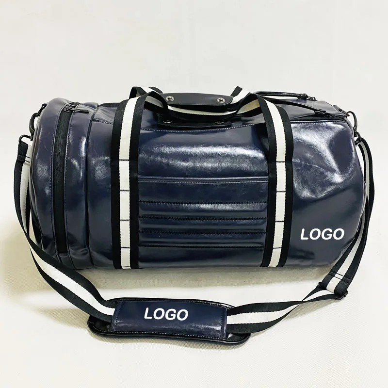 

New Style Black Leather Cloth Custom Gym Waterproof Sports Travel Bag Multifunctional Clothes Storage Solid Duffle Travel Bag