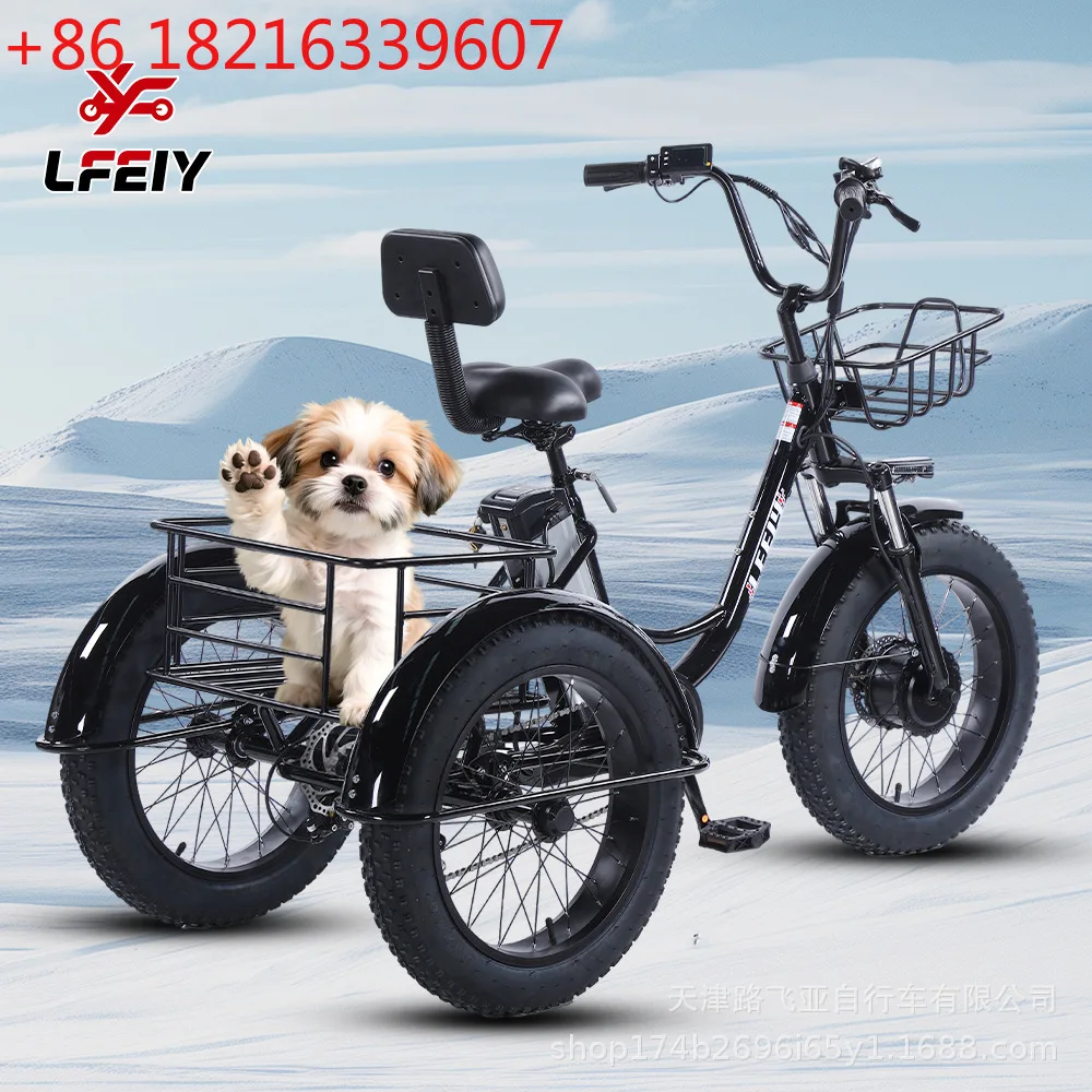YAO 20 inch fat tire electric pedal tricycle snow lithium battery bike
