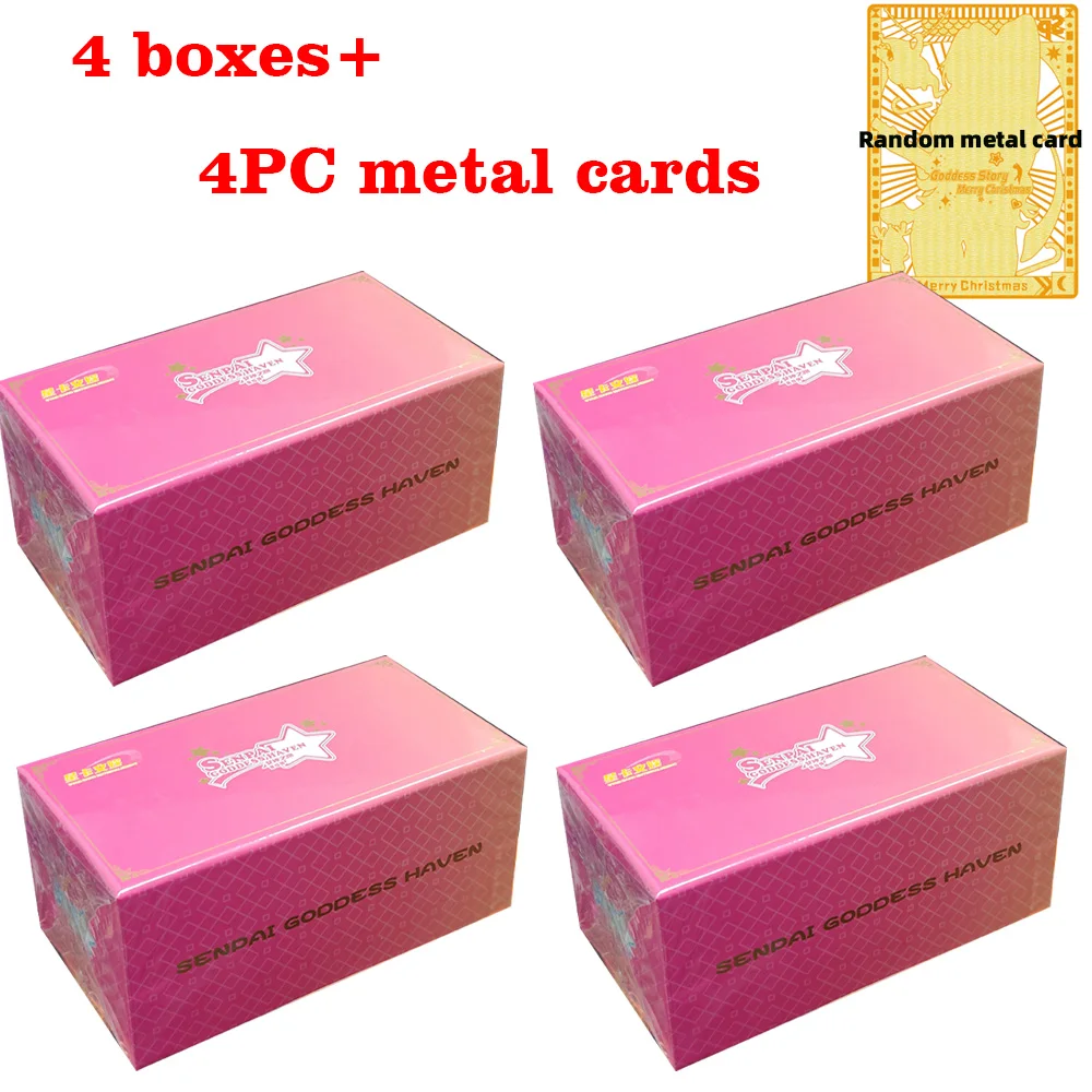 2024 Senpai 4 Goddess Heaven 4 boxes metal Cards Box Card Brick Girl Party Booster Box Rare Collection Card Children\'s Toy Gift