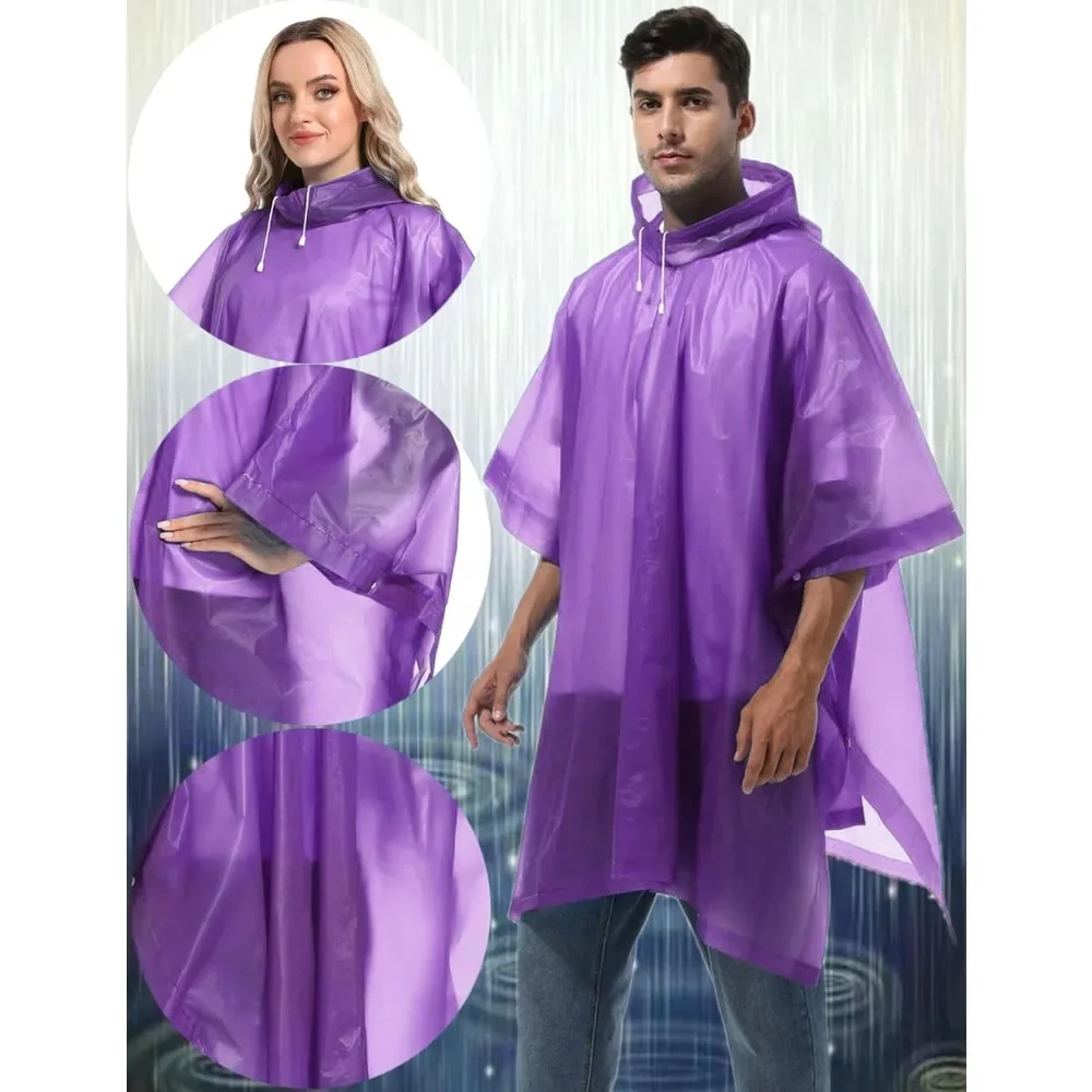 عبوة من قطعتين من عباءات المطر القابلة لإعادة الاستخدام للبالغين، معاطف المطر HOOMBOOM للبقاء على قيد الحياة في حالات الطوارئ للنساء/الرجال بغطاء للرأس والرباط #4