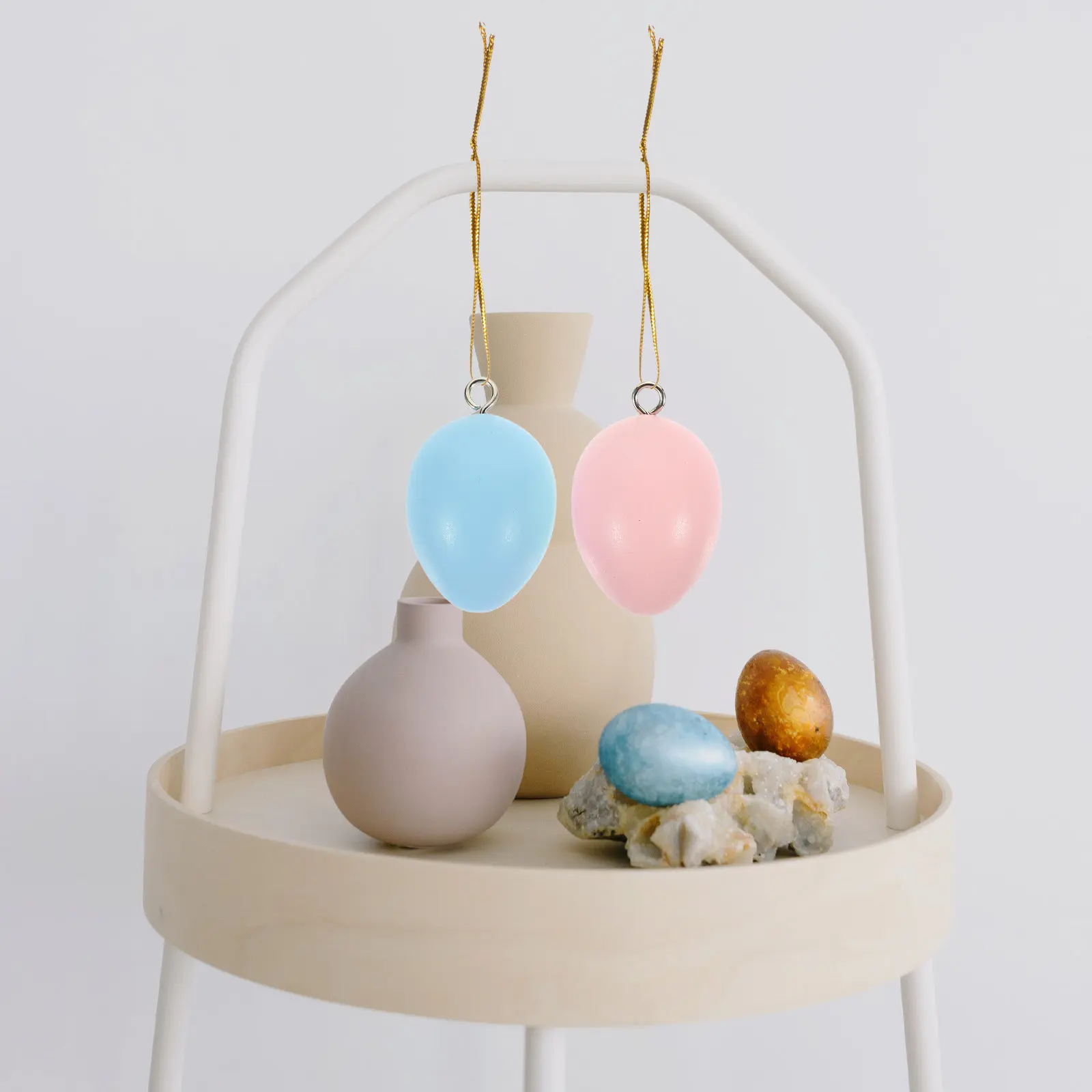 25Pcs Wooden Easter Eggs Hanging Ornament Set Decorative Wear-Resistant Egg Pendants for Tree Home Party Decor Easter Decor