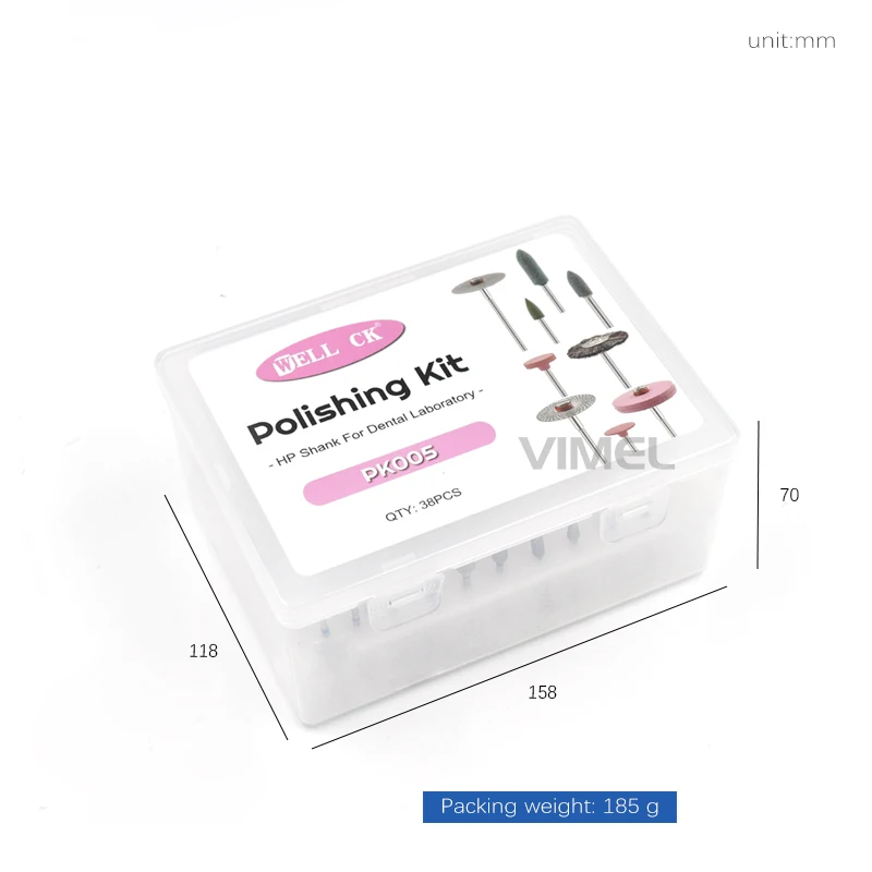 38pcs/set Polishing Kit For Grinding Machine Grinding and Polishing for Ceramic or porcelain HP shank for dental lab