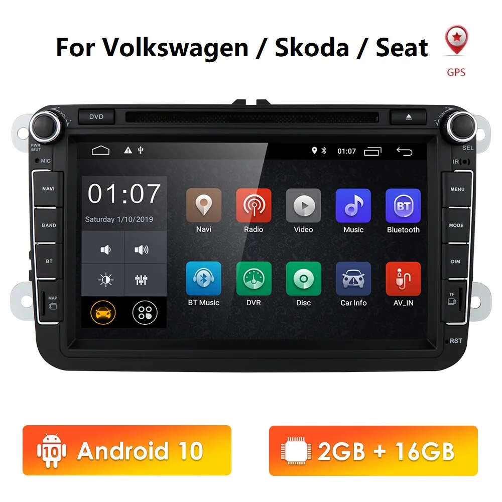 Android 10 Navigation Car Radio Multimedia Player For Seat Altea Skoda Volkswagen Polo Touran Passat Golf Amarok Rabbit USB DPS