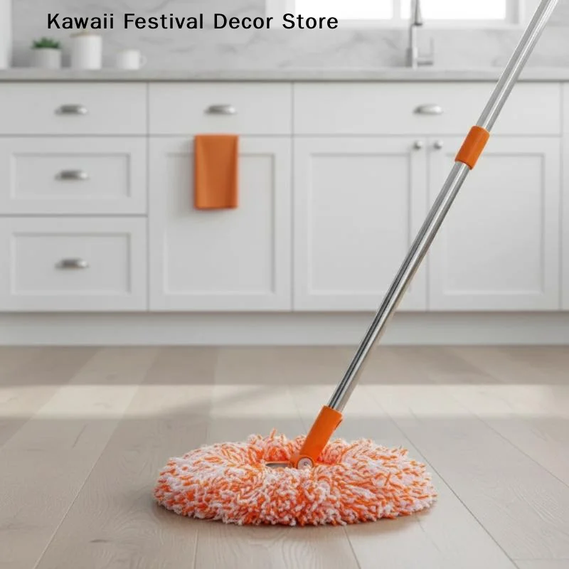 【K】Wet Reusable Sunflower Mop Flexible Rotating Wall Ceiling Cleaning Tool for Dust Removal Extendable Handle for Home