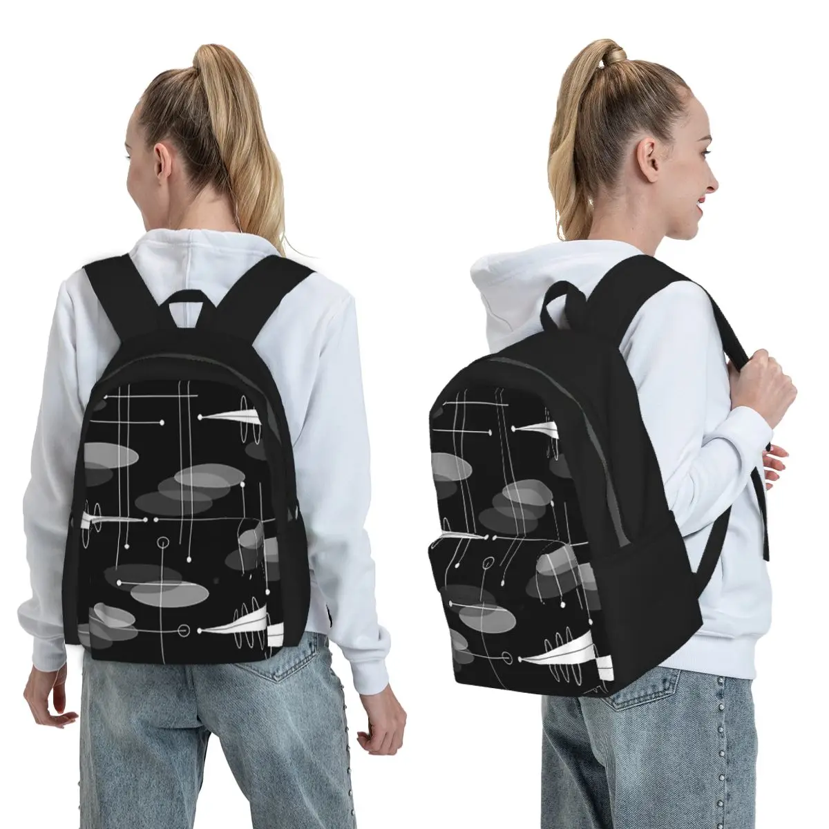 Mid-Century Atomic Space Age Backpack Boys Girls BookBag Children School Bag Computer Shoulder Bags for Men Women