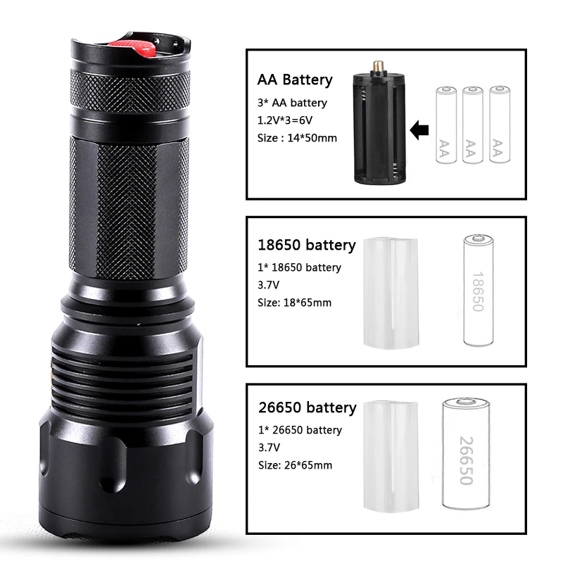 Xhp90.2 9-core Led Flashlight High Quality 18650 26650 AA Battery Torch XHP50 XM-L2 U3 T6 Zoomable Aluminum Alloy Lantern