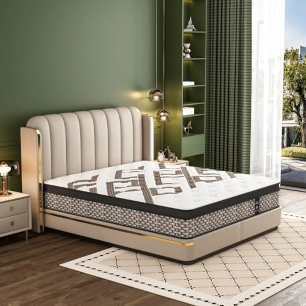 Twin Size Mattress, 14 inch Hybrid Mattress with protector, Edge Support | Cool & Breathable 3D Knit Cover with