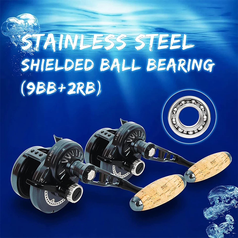 Metal Jigging Reel Max Drag 30Kg Deep Sea Boat Saltwater Conventional Reels Overhead Slow Pitch Jigging Fishing Reel