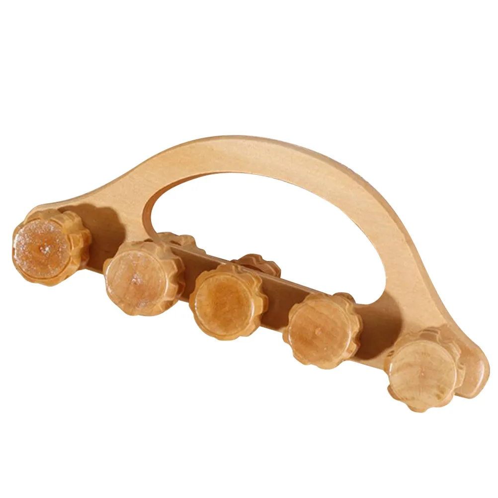 Wooden Massage Roller Handheld Muscle Relaxing Roller Manual Body Massager Pain Relief Tool for Home Gym Travel