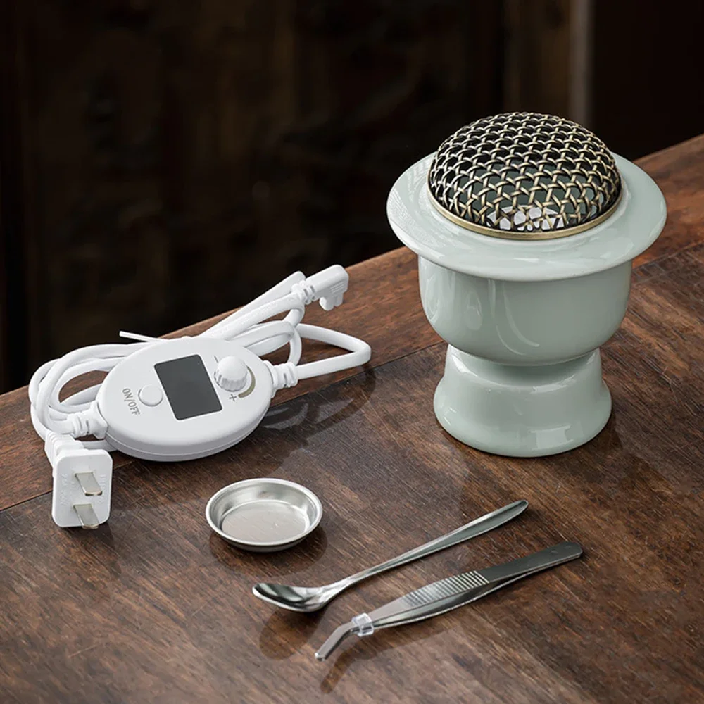 Celadon High-Temperature Electric Incense Burner, Timed Temperature Adjustment Heating, 220V Specialized Electronic Aroma Burner