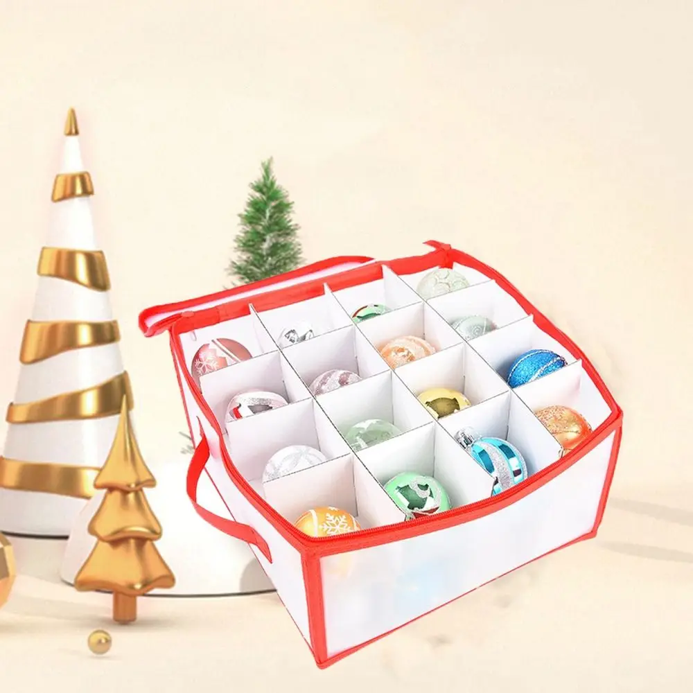 32 Grids Christmas Balls Storage Box Divided Zipper Christmas Ball Storage Containers Foldable Dustproof Baubles Storage Box