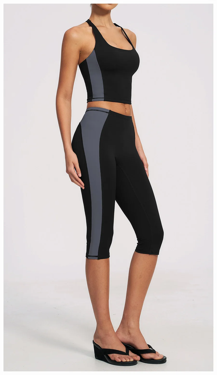Yoga-Set 2-teilig Workout-Outfit Damen Trainingsanzüge Fitness-Weste Kurze Sporthose Ärmellose Capri-Hose Sportbekleidung Sport-BH Kleidung – Detail 35