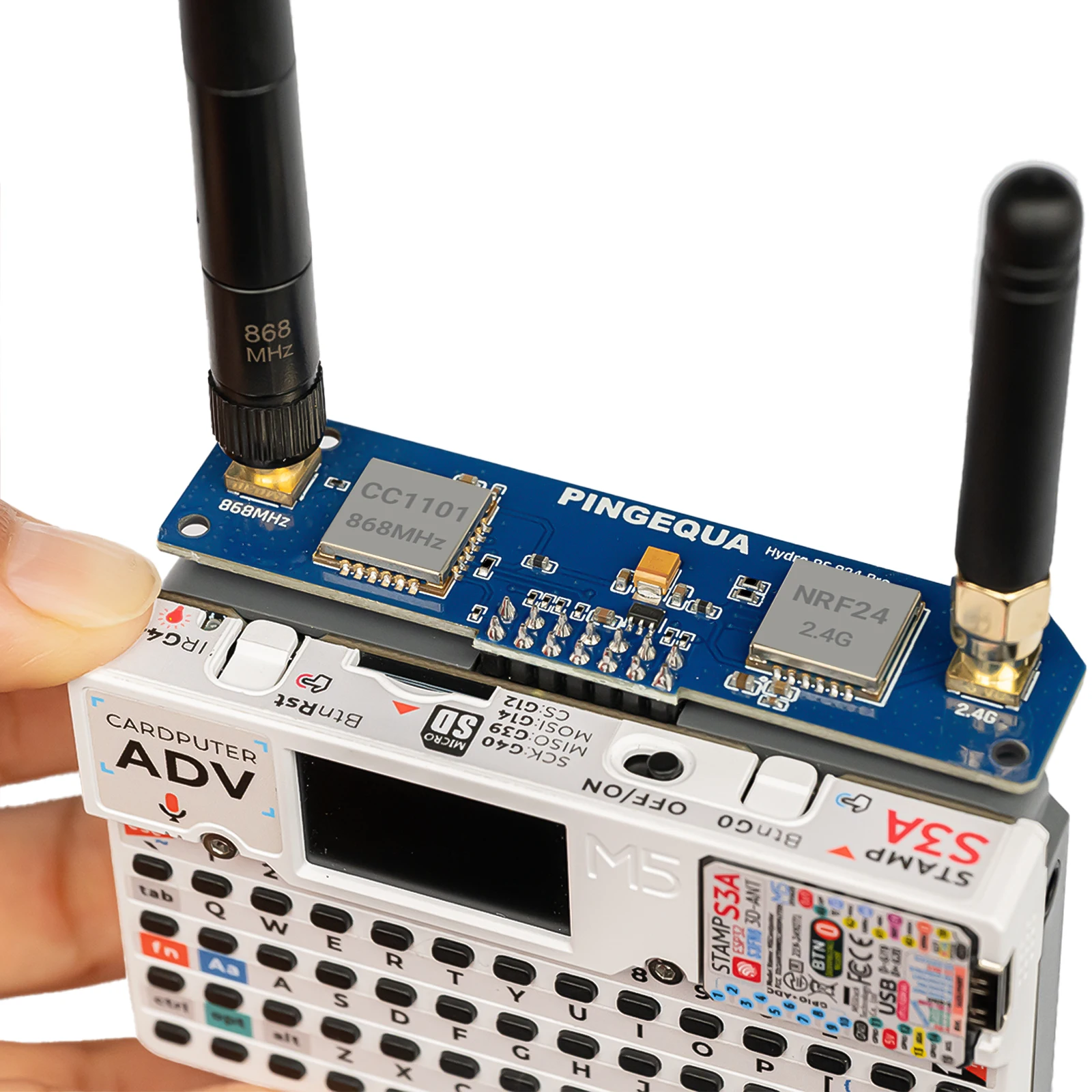 Moduł RF M5Stack Cardputer ADV – 868MHz CC1101 + 2.4GHz NRF24L01, z automatycznym przełączaniem, Hydra RF 824 Pro, PINGEQUA — zdjęcie produktu 4