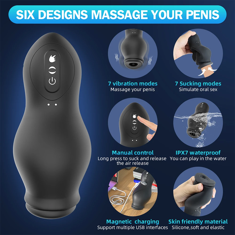 7 speed Real Air Sucking Male Masturbator Deep Throat Vibration Automatic Suction Adult Oral Sex Toys for Men Vacuum Blowjob Cup