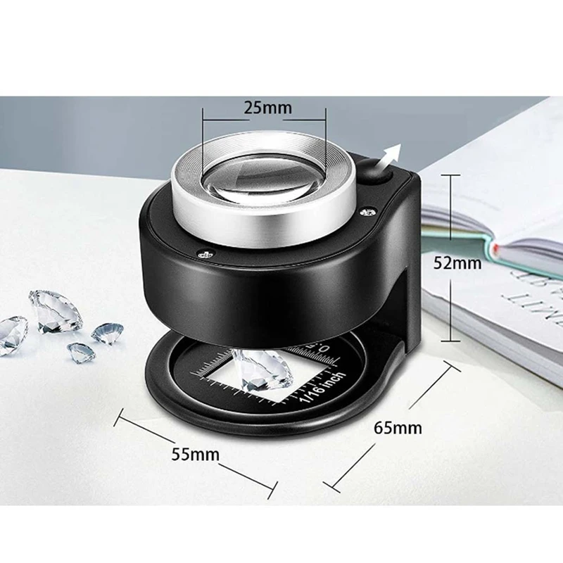 2層光学拡大鏡,60倍拡大鏡,読書用ルーペ,395nm,6 LED,コイン,スタンプ,ジュエリーに適しています