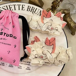 ディズニーマリーキャットカワイイ半分刺されたポニーテール両面ダック請求請求クリップサメのクリップガール装飾 10ベストセールスディズニーキャット-6