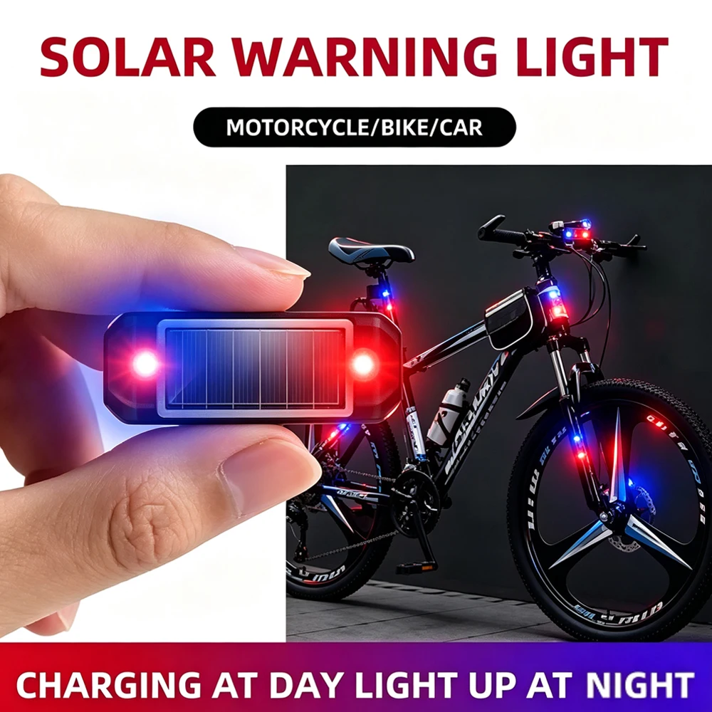 1-10PCS Solar LED Warning Flashing Light  Strobe Lamp Solar Intelligent Charging Daytime Charging Night Auto Light Anti-Theft