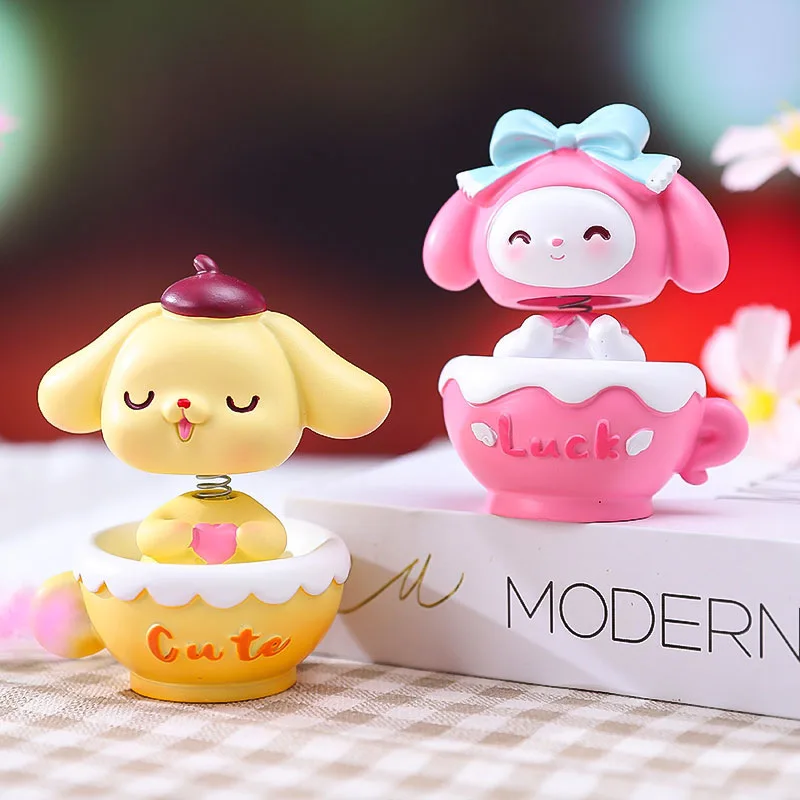 Miniso Cinnamoroll Kuromi My Melody Kawaii Cartoon Anime Action Figure Model Toy Car Desktop Ornaments Cake Decoration Gift