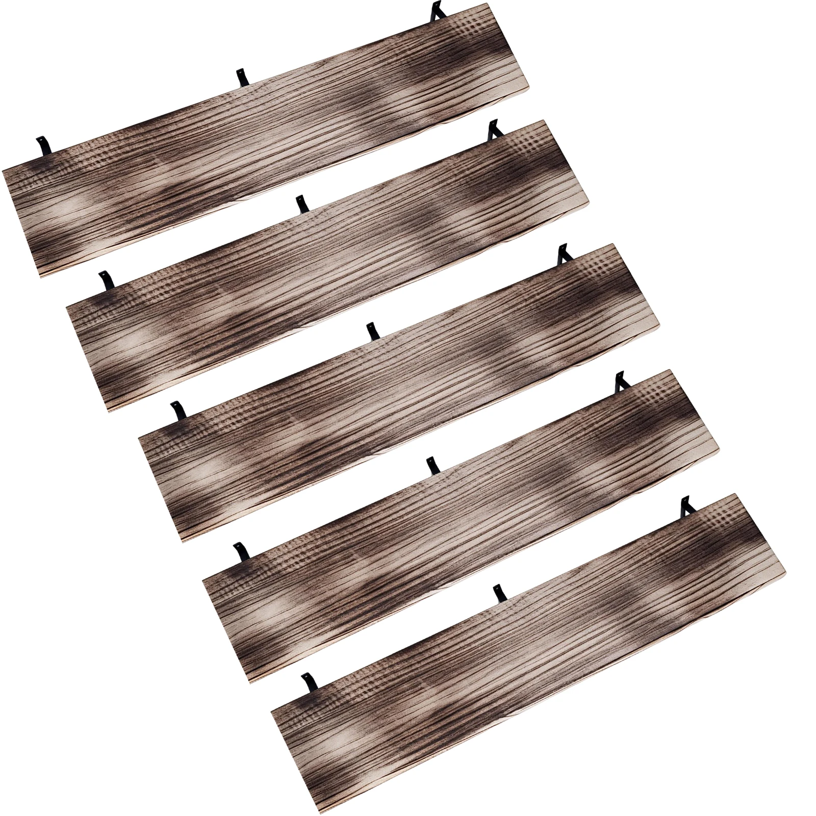 

5-уровневая длинная настенная полка с металлическими кронштейнами, большой книжный шкаф из массива дерева 72.05x11.81x7.87 дюймов, подходит для кухни, ванной комнаты, кофейни