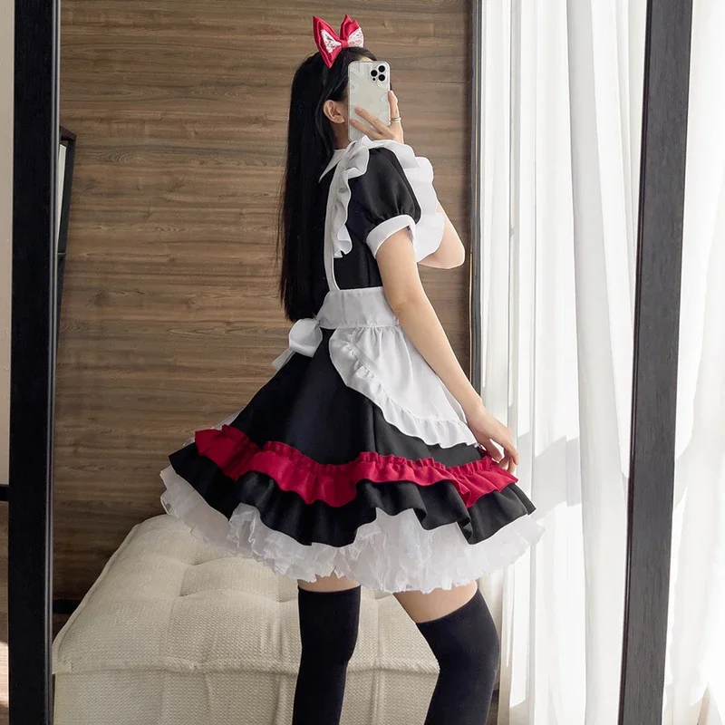 Anime Cosplay Maid Lolita Dress Women Sweet Love Lolita Dress Maid Cosplay Outfit Little Devil Fancy Dresses Halloween Costumes