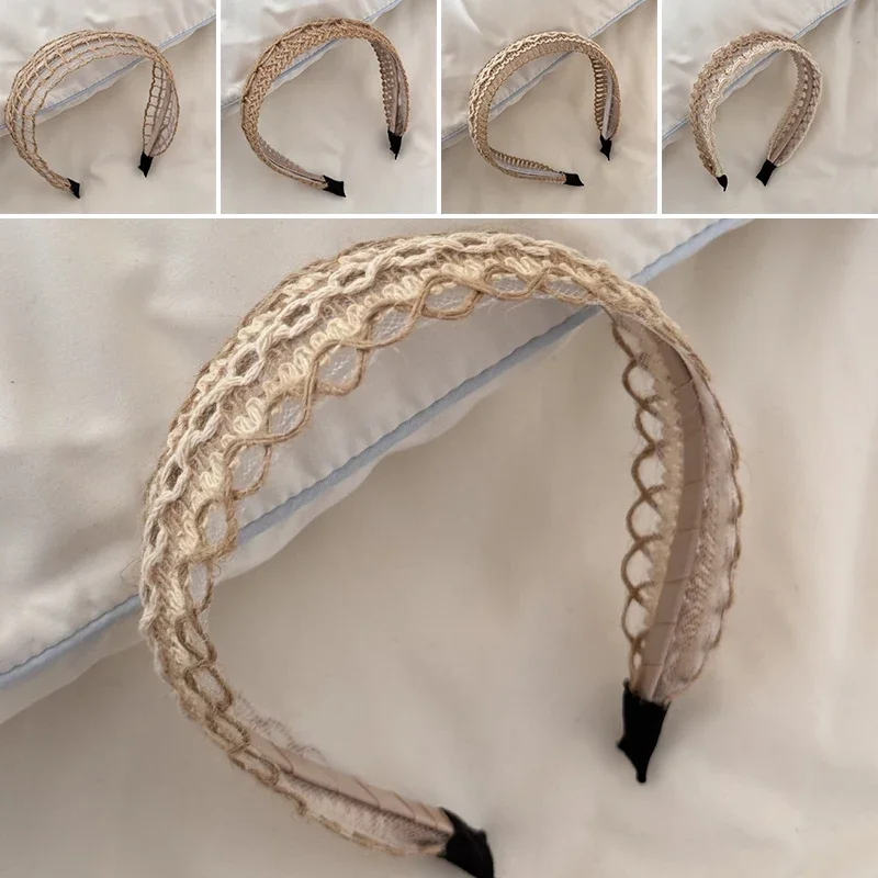 عصابة رأس واسعة الحواف من القش للنساء، عصابة رأس بوهيمية أنيقة ورشيقة وعصرية للصيف على قبعة الشاطئ #3