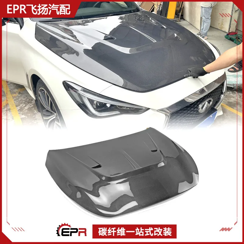 

Suitable for Infiniti Q60 CV37 Carbon Fiber Modification EPA open-hole hood, front hood