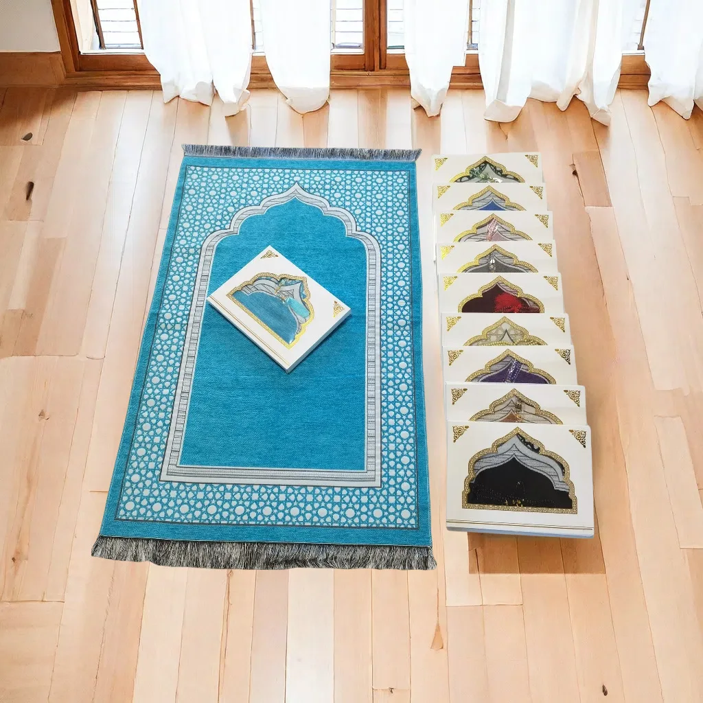 Carpet 70x110cm Multi color Portable Prayer Carpet Black Gift Box PRAYER Home Outdoor Party Supplies Colorful Ethnic Patterns