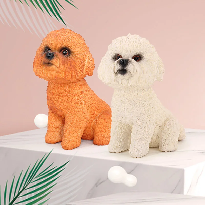 Simulación de perro animal sólido, modelo de peluche, caniche, caniche, perro mascota, juguete de adorno cognitivo para niños