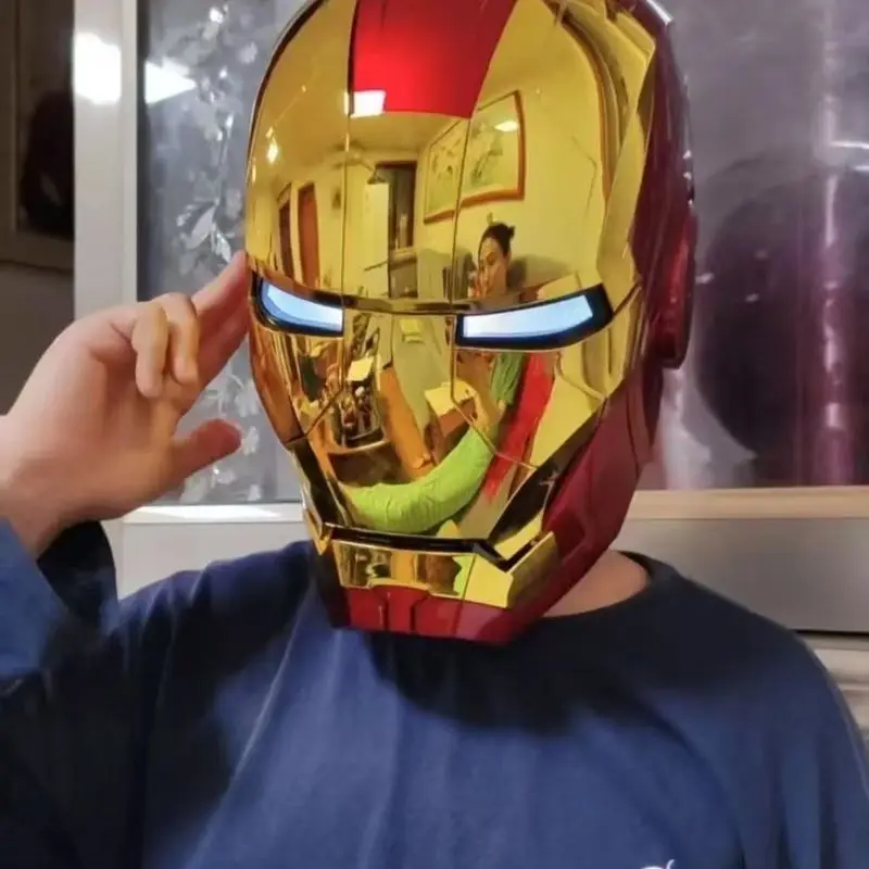 หมวกเหล็กไอรอนแมน มาร์เวล รุ่น MK5 ของเล่นเด็กเรืองแสง สำหรับผู้ใหญ่ คอสเพลย์ สวมใส่ได้ เปิด-ปิดอัตโนมัติ พร้อมระบบแจวาร์ส