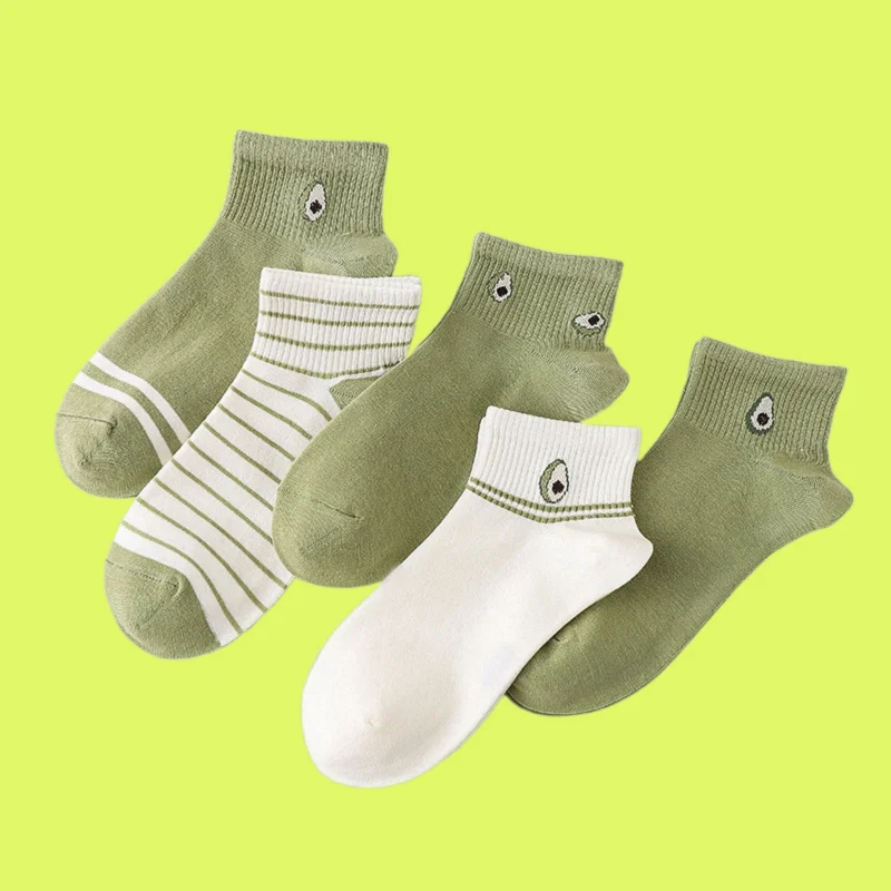 5 Paar neue Damen Boots socken Sommer dünne süße Cartoon Bär lässige Socken in trend igen flachen Mund schweiß absorbierende Baumwoll socken