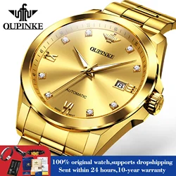 OUPINKE 3199 Real Diamond Automatic Watch For Men Luxury Waterproof Mechanical Watch Synthetic Sapphire Mirror Date Man Watches