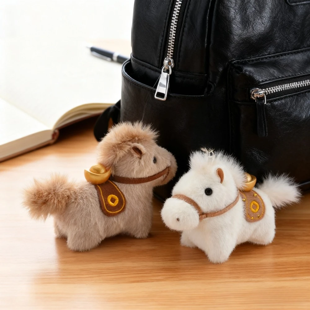 럭키 호스 플러시 키체인 및 장식품 2026년 조디악 마스코트 귀여운 디자인 키링 책상 장식 및 축제 기념 선물