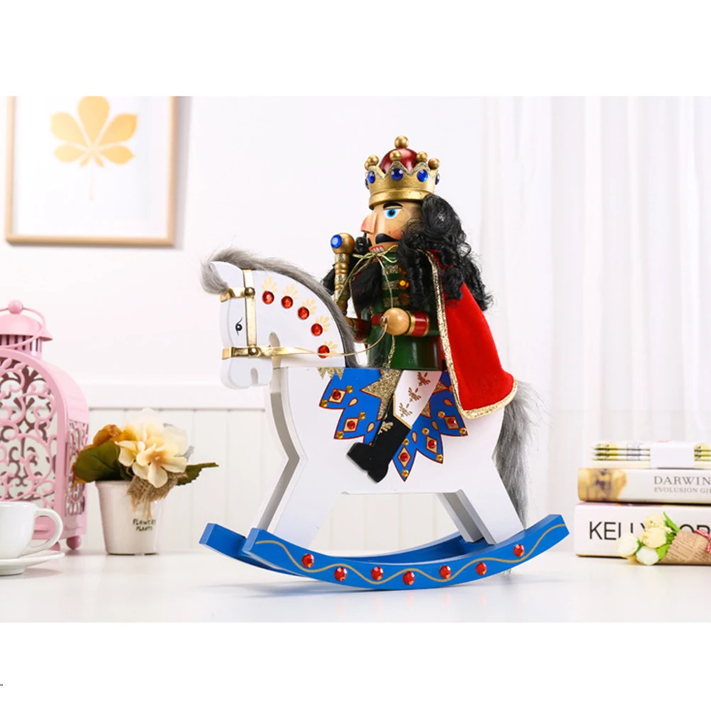 

Nutcracker Soldier Miniature naments Tree Decorations Horse Classic Wooden Rocking Puppet Bright Home Bar Shop Decor