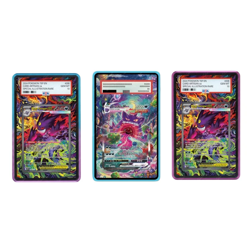 Expositor de tarjetas acrílico transparente premium Mega Gengar Gengar VMAX (sin tarjeta incluida) - Protector de tarjetas Pokémon TCG tipo Fantasma para fans