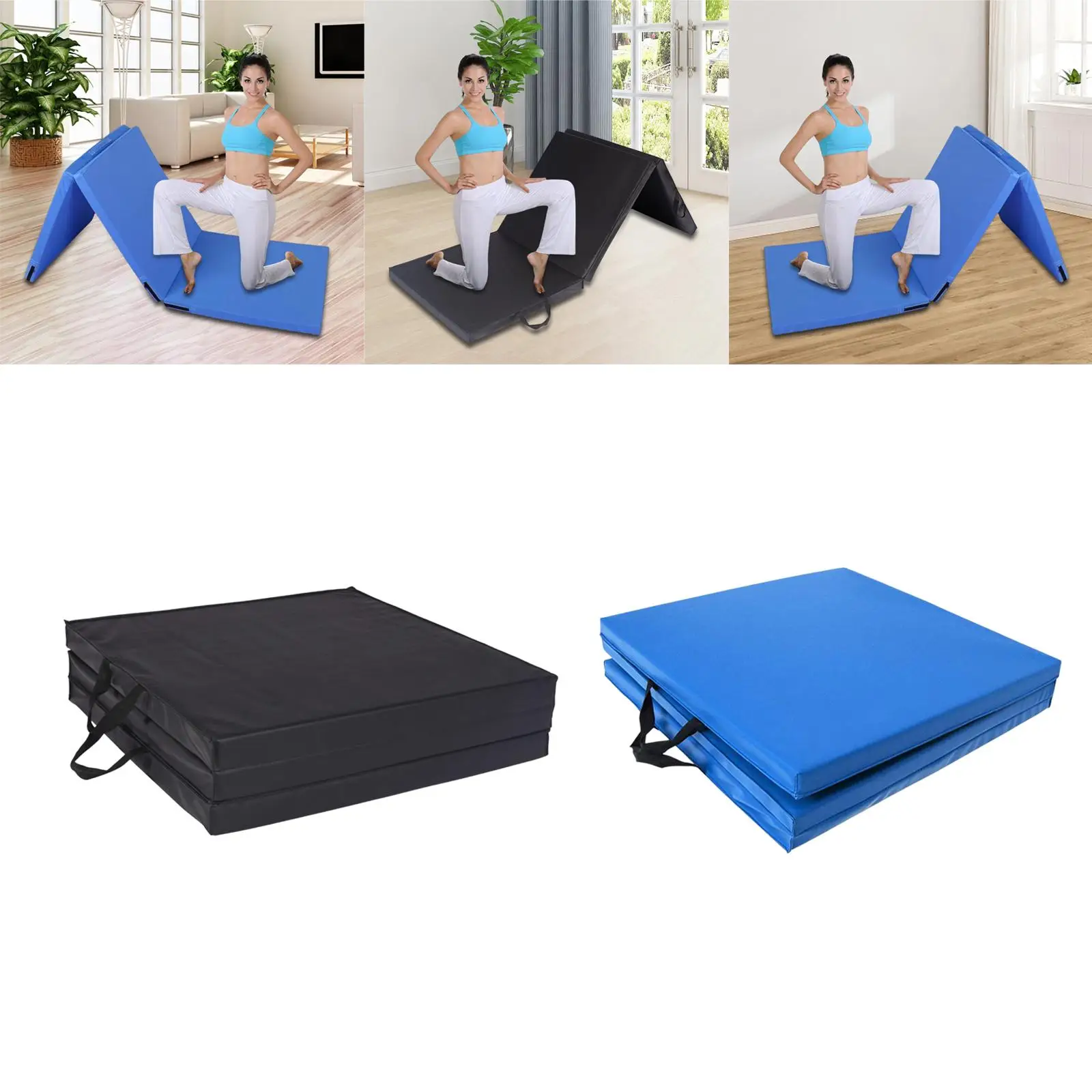 Tri Fold Folding Exercise Mat Home Gym Protective Flooring 3 Panel with Carrying