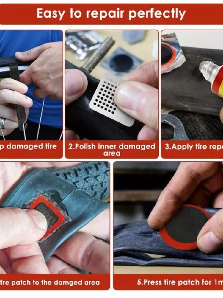 AliExpress NONE Bicycle Tire Repair Tool Set, Bicycle Cold Patching Glue, Tire Prying Rod, Glue-free Tire Repair Sheet, Tire Repair Tool Box