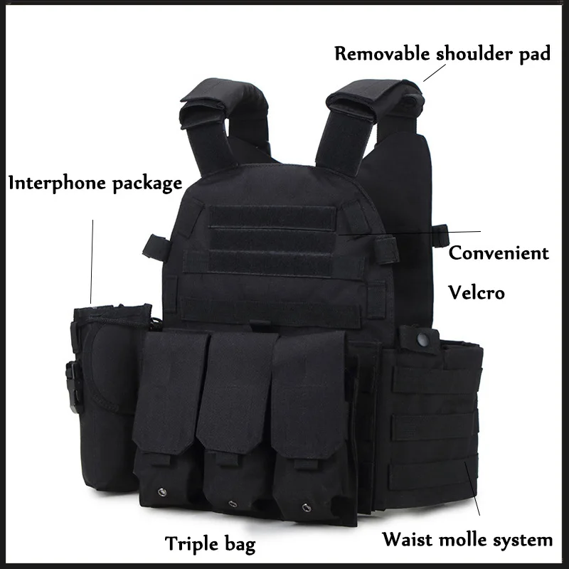 6094 Military Tactical Vest Body Armor Combat Army CS Gear Hunting Plate Carrier Airsoft Accessories Wargame Pouch Molle Vest