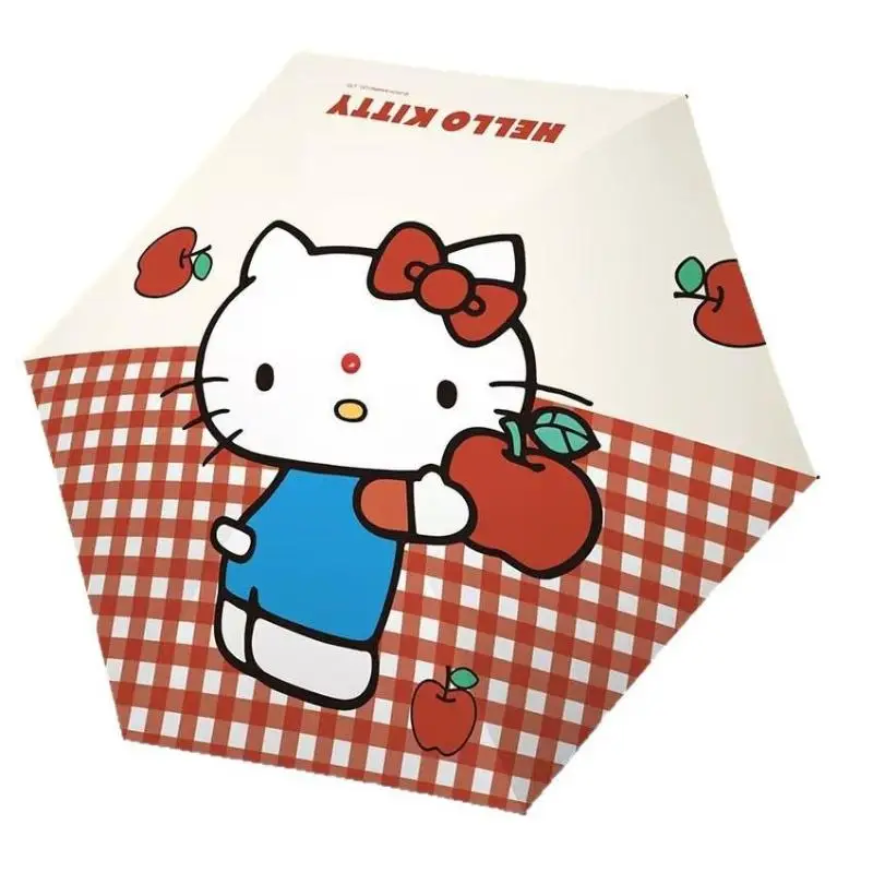 Sanrio Hello Kitty New Cartoon Vinyl Parasol Sunshade Dual Purpose Cute Uv Rays Windproof Bag Proof Girls Five Folding Umbrella