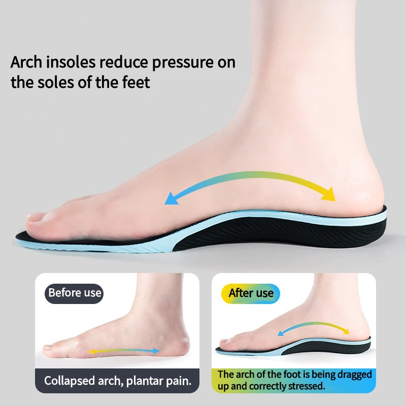 men and women arch support Orthopedic insoles Plantar fasciitis insoles sports shoes elastic shock-absorbing insoles 1Pair