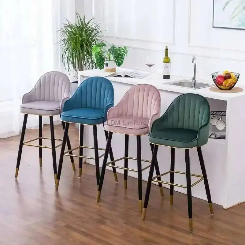 

Nordic Furniture Stools Restaurant Luxury Bar Modern Minimalist Front Desk Island Wrought Iron Bar High Stools Home Back Chair D