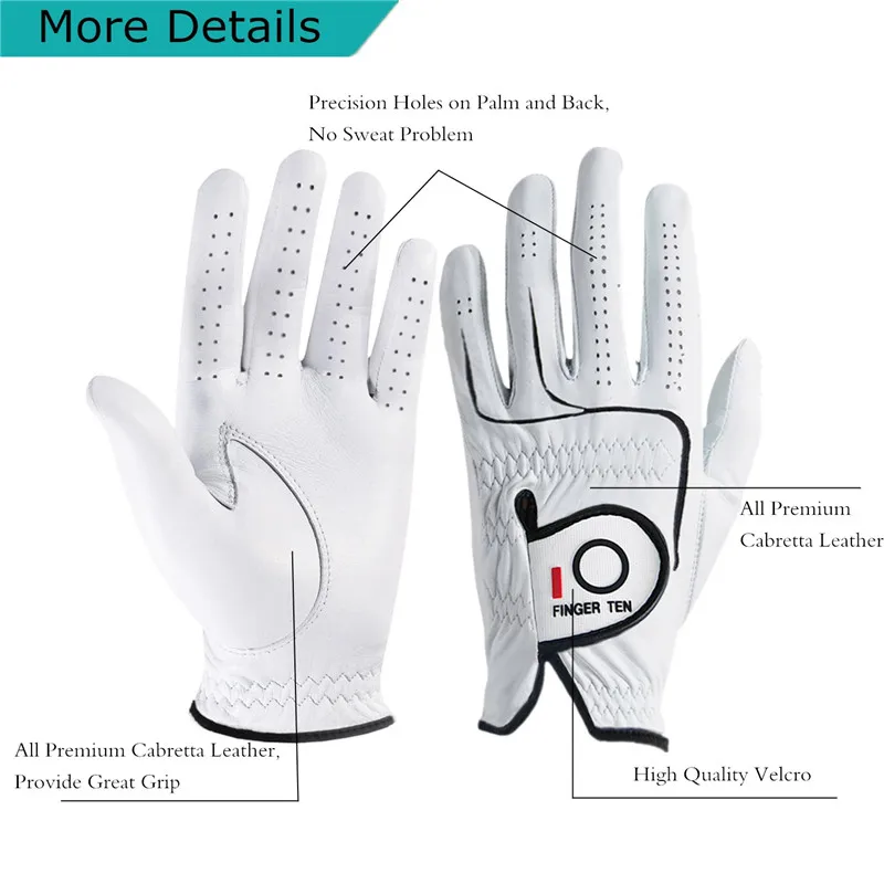 Left Hand Golf Gloves Men Leather All Premium Cabretta Weathersoft Grip Golfer Glove Right Handed S M ML L XL Drop Shipping