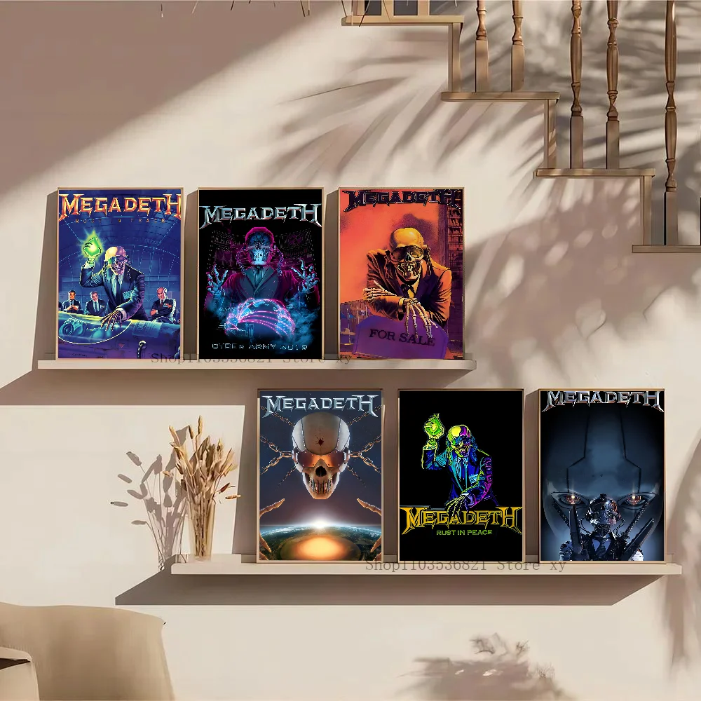 Megadeth Heavy Metal Band Poster Stickers Living Room Bedroom Entrance Cafe Wall Art Decoration Painting  Decor