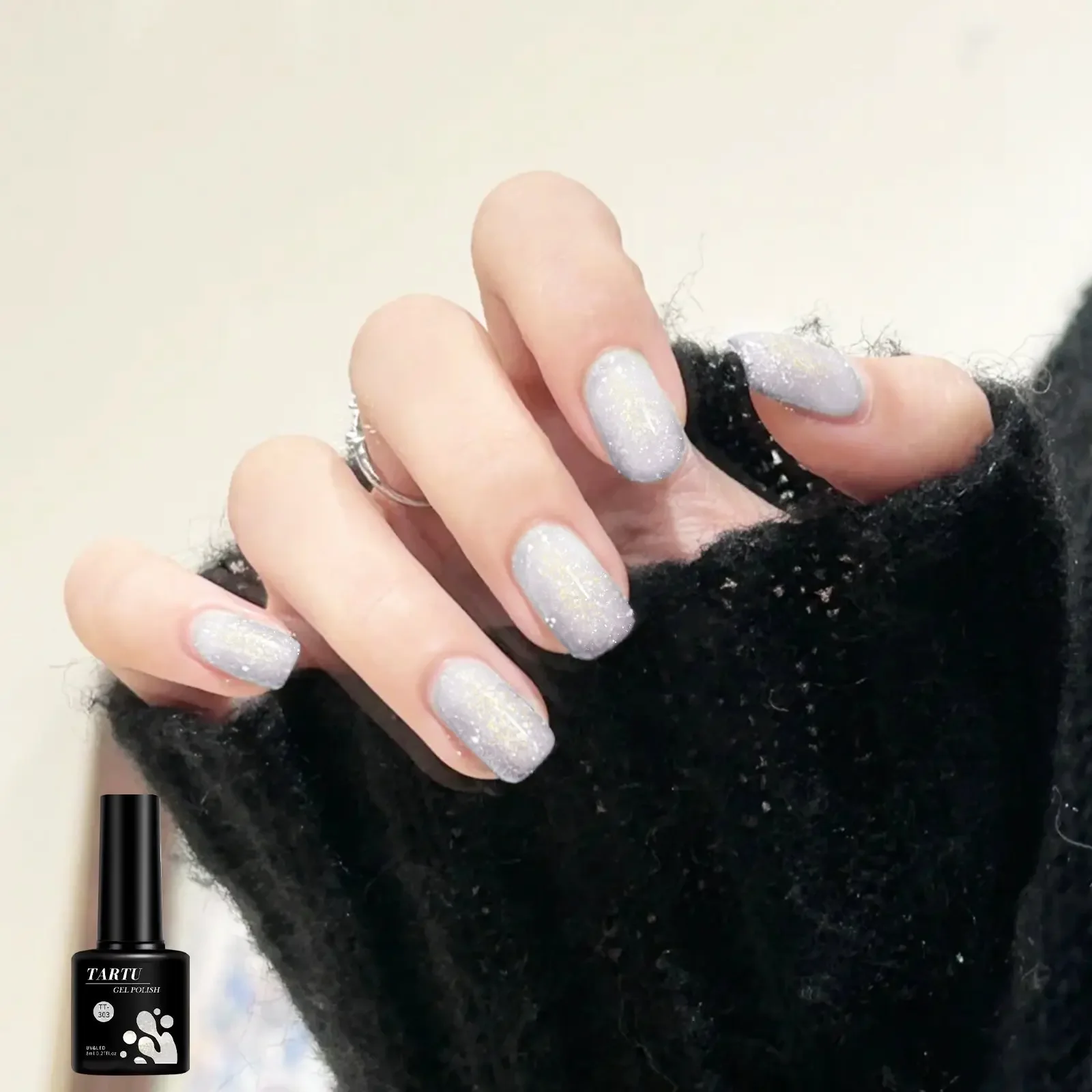 Esmalte de uñas en gel con purpurina, 8 ml Soak Off LED/UV, esmalte de uñas en gel, duradero y de secado rápido, para manicura de salón en casa